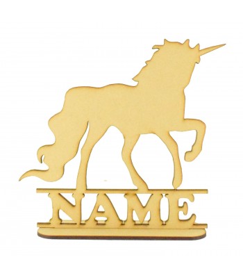 Laser Cut Personalised Unicorn Shape on a Stand